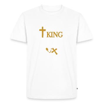 Jésus-Christ Il est Roi - T-shirt Premium bio Homme - blanc - Devant - Nico (187cm)