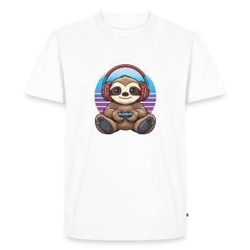 Paresseux gaming Rétro - T-shirt Premium bio Homme - blanc - Devant - Nico (187cm)