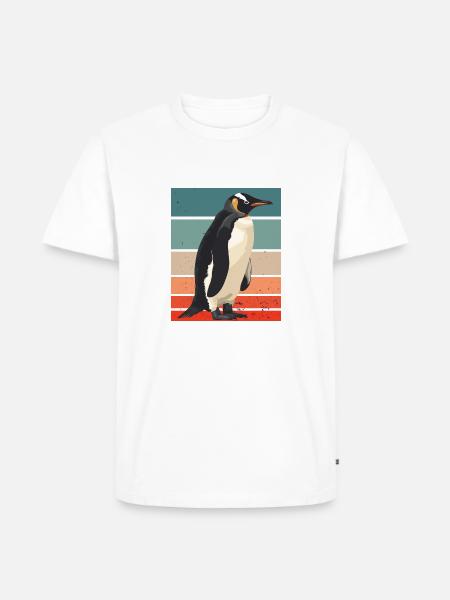 Penguin Retro - Männer Premium Bio T-Shirt - Weiß
