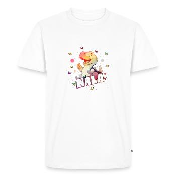 NALA - Beau nom de FILLE avec mignon DINO T-REX - T-shirt Premium bio Homme - blanc - Devant - Nico (187cm)