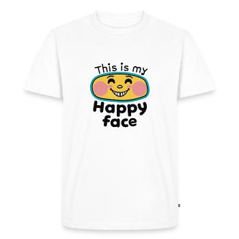 THIS IS MY HAPPY FACE - Men's Premium Organic T-Shirt - white - Front - Nico (187cm)