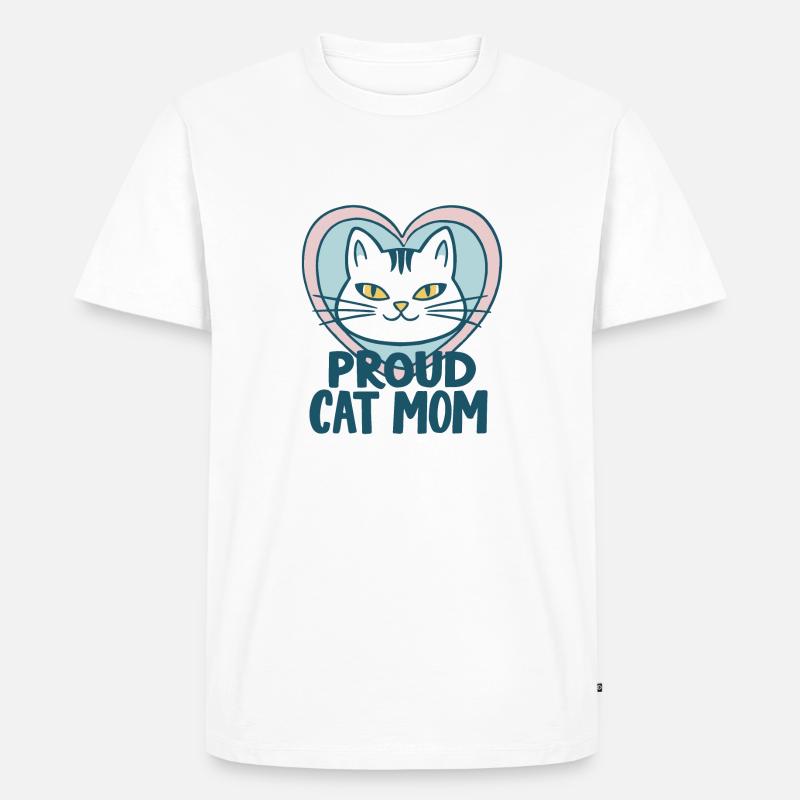 STOLZE KATZENMAMA - Männer Premium Bio T-Shirt - Weiß