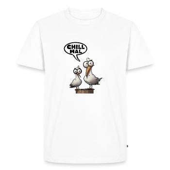 Seagull Chill Relax Hang Out T-Shirt - T-shirt Premium bio Homme - blanc - Devant - Nico (187cm)
