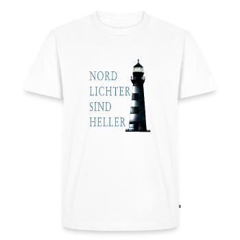 Northern Lights with Lighthouse - Men's Premium Organic T-Shirt - white - Front - Nico (187cm)