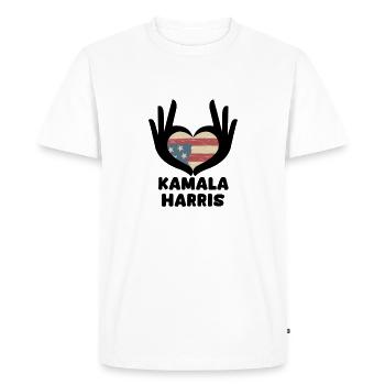 Kamala Harris Coeur Main - T-shirt Premium bio Homme - blanc - Devant - Nico (187cm)