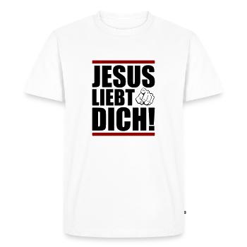 Jésus t’aime - T-shirt Premium bio Homme - blanc - Devant - Nico (187cm)