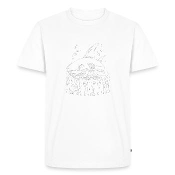 REQUIN, PEUR DE L’AILERON - T-shirt Premium bio Homme - blanc - Devant - Nico (187cm)