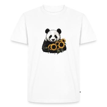 Ours panda aux tournesols - T-shirt Premium bio Homme - blanc - Devant - Nico (187cm)