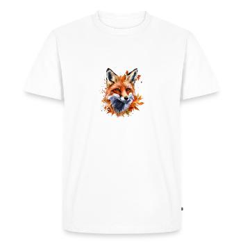 Autumn Watercolor Fox - Men's Premium Organic T-Shirt - white - Front - Nico (187cm)