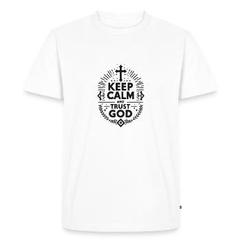 Keep Calm and Trust God - Men's Premium Organic T-Shirt - white - Front - Nico (187cm)