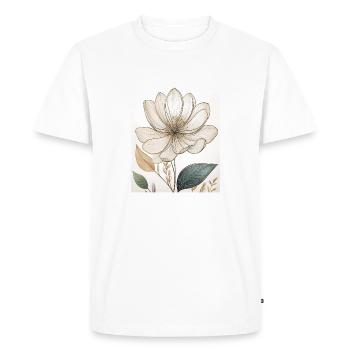 Elegant Floral Line Art – Minimalist Flower Design - Men's Premium Organic T-Shirt - white - Front - Nico (187cm)