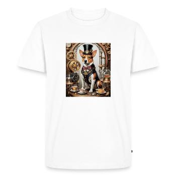 Steampunk Corgi Aristocrat Steampunk Corgi - Men's Premium Organic T-Shirt - white - Front - Nico (187cm)