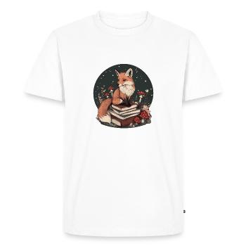 Cottagecore Fox with Books - Men's Premium Organic T-Shirt - white - Front - Nico (187cm)