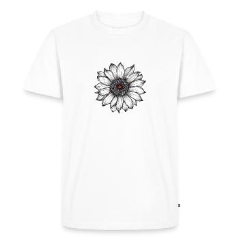 Sonnenblume mit Herz Sunflower with Heart - Men's Premium Organic T-Shirt - white - Front - Nico (187cm)