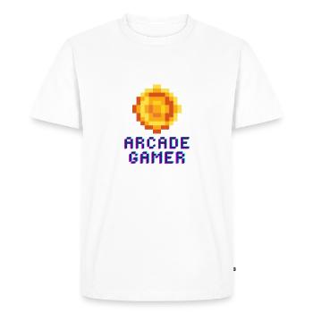 Arcade Gamer - Retro Pixel Coin Design - Men's Premium Organic T-Shirt - white - Front - Nico (187cm)