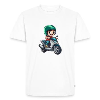 Boy rides scooter - Men's Premium Organic T-Shirt - white - Front - Nico (187cm)