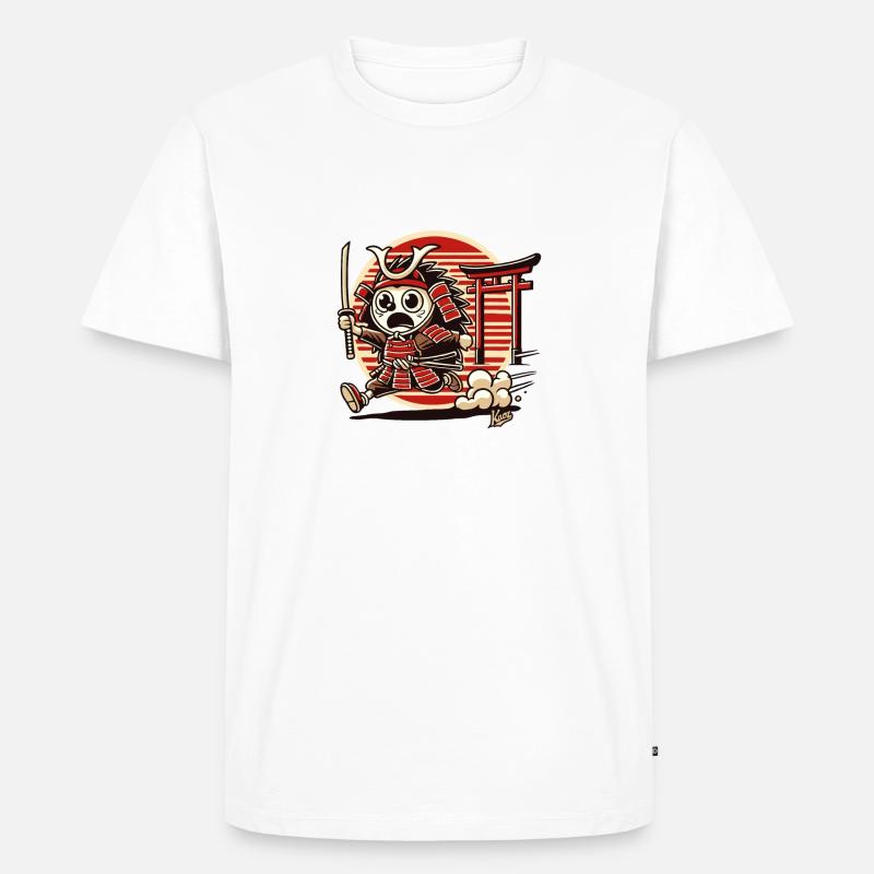 Kleiner Samurai Igel läuft davon - Männer Premium Bio T-Shirt - Weiß