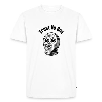 Criminel aux yeux écarquillés - Ne faites confiance à personne Design - T-shirt Premium bio Homme - blanc - Devant - Nico (187cm)