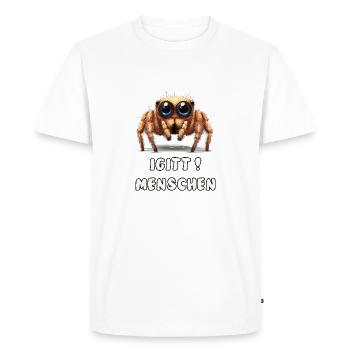 Drôle d’araignée avec dicton - T-shirt Premium bio Homme - blanc - Devant - Nico (187cm)