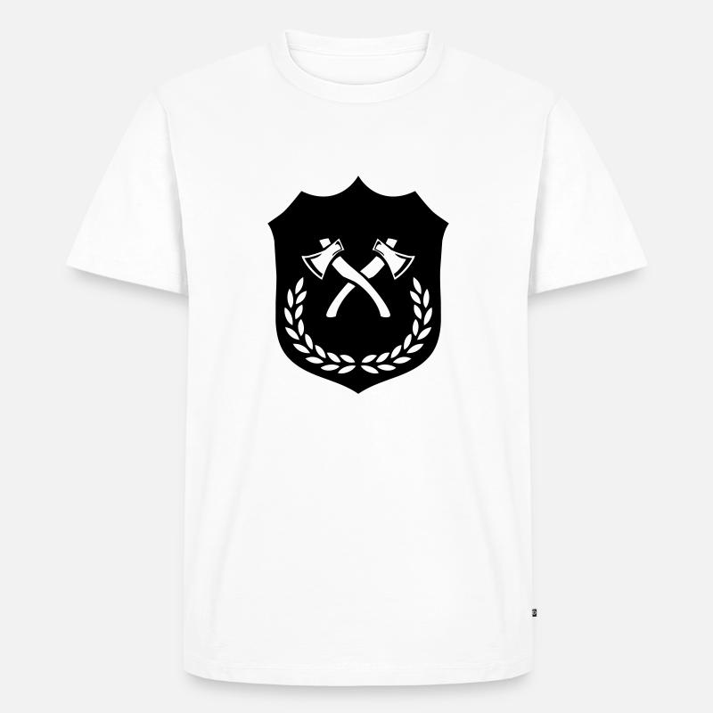 Wappen Axt Äxte - Männer Premium Bio T-Shirt - Weiß