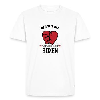 Il ne fait rien, il veut juste de la boxe, drôle de cadeau - T-shirt Premium bio Homme - blanc - Devant - Nico (187cm)