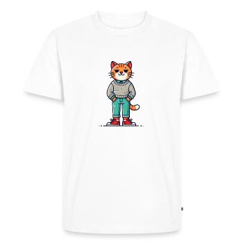 Funny Chilled Cat Love Cats - Men's Premium Organic T-Shirt - white - Front - Nico (187cm)