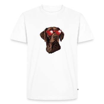 Labrador brun avec lunettes en forme de cœur - T-shirt Premium bio Homme - blanc - Devant - Nico (187cm)