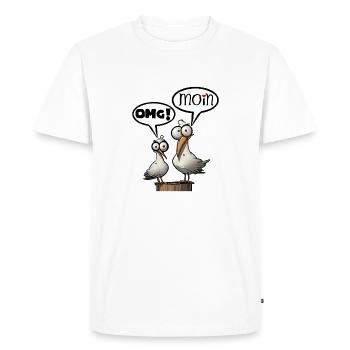Les mouettes de Bäädden - Mouette omg moin - T-shirt Premium bio Homme - blanc - Devant - Nico (187cm)