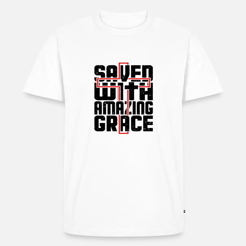 Saved with amazing grace - Männer Premium Bio T-Shirt - Weiß