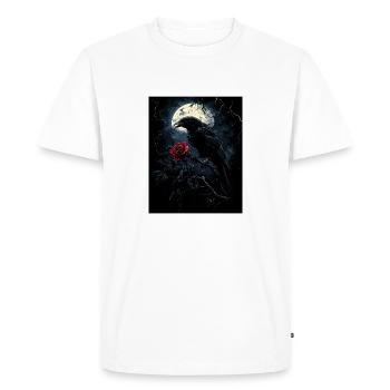 Raven Rose Moon Gloomy Gothic Black Crow - Men's Premium Organic T-Shirt - white - Front - Nico (187cm)