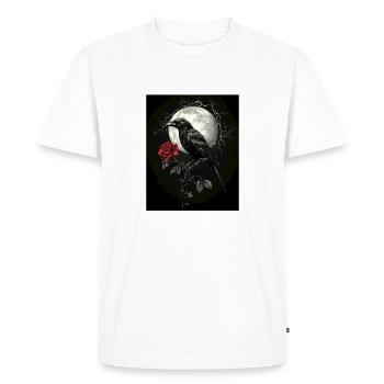 Raven Rose Moon Gloomy Gothic Black Crow - Men's Premium Organic T-Shirt - white - Front - Nico (187cm)