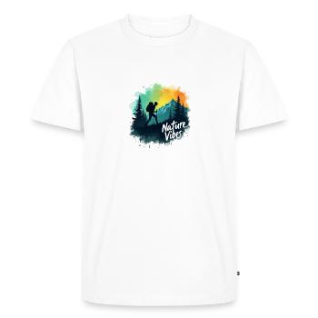 Nature Vibes Hiker Mountain Scene - Men's Premium Organic T-Shirt - white - Front - Nico (187cm)