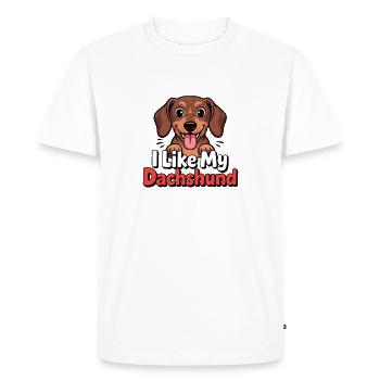 I like my Dachshund Dog Love - Men's Premium Organic T-Shirt - white - Front - Nico (187cm)
