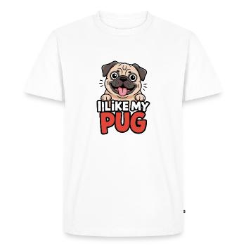 I like my Pug Dog Love - Men's Premium Organic T-Shirt - white - Front - Nico (187cm)