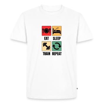 Funny saying weight training - Men's Premium Organic T-Shirt - white - Front - Nico (187cm)