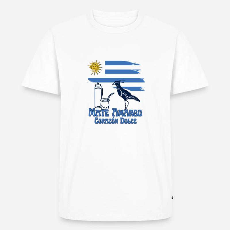 Mate Amargo, Corazón Dulce - Orgullo Uruguayo - Männer Premium Bio T-Shirt - Weiß