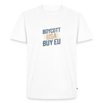 Pro-Europe Boycott USA Acheter UE - T-shirt Premium bio Homme - blanc - Devant - Nico (187cm)
