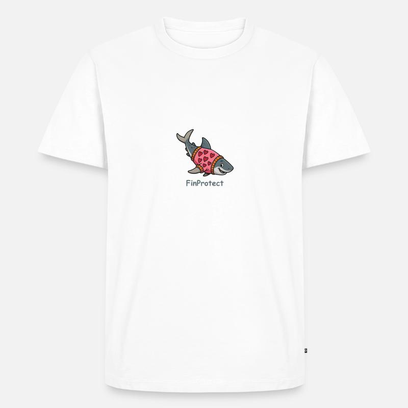 Comic Hai mit Herzpullover - Männer Premium Bio T-Shirt - Weiß