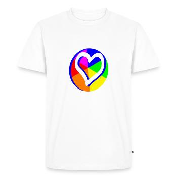 Progress Pride Flag Heart - Men's Premium Organic T-Shirt - white - Front - Nico (187cm)