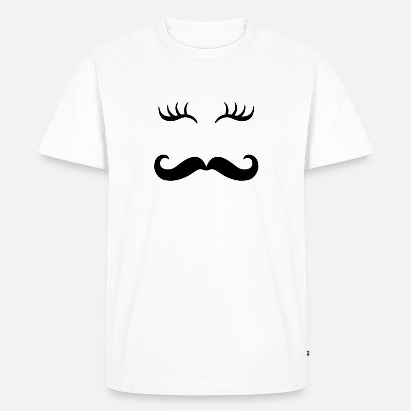 Moustache & Wimpern - Männer Premium Bio T-Shirt - Weiß