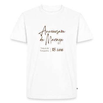 18 ans Anniversaire de mariage noce de Turquoise - T-shirt Premium bio Homme - blanc - Devant - Nico (187cm)