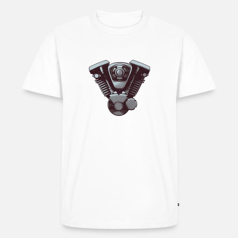Motorrad Motor - Männer Premium Bio T-Shirt - Weiß