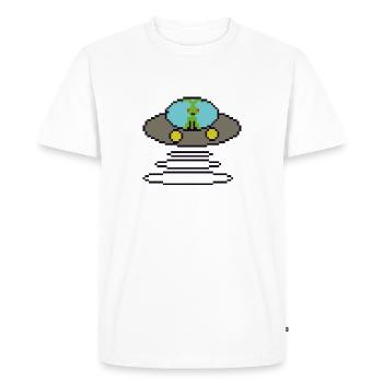 Retrogaming Pixel Ufo - T-shirt Premium bio Homme - blanc - Devant - Nico (187cm)