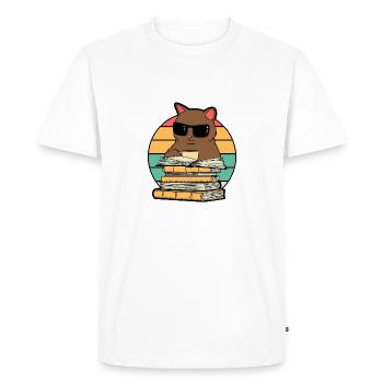 Cat Coffee and Books Funny - Men's Premium Organic T-Shirt - white - Front - Nico (187cm)