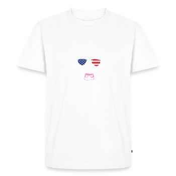 Amérique vache avec lunettes de soleil 4 juillet US Farm com - T-shirt Premium bio Homme - blanc - Devant - Nico (187cm)