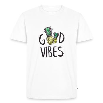 good vibes_v1 - Männer Premium Bio T-Shirt - Weiß - Vorne - Nico (187cm)
