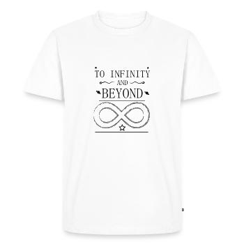 À l'infini et beaucoup plus loin - T-shirt Premium bio Homme - blanc - Devant - Nico (187cm)