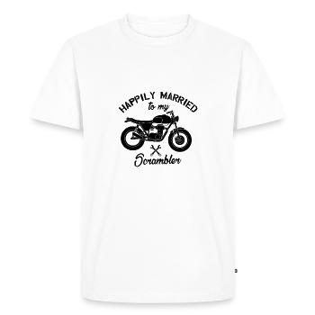 Heureusement marié à mon scrambler - T-shirt Premium bio Homme - blanc - Devant - Nico (187cm)