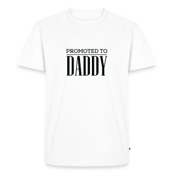 Cool Promoted to Daddy Tshirt - Men's Premium Organic T-Shirt - white - Front - Nico (187cm)