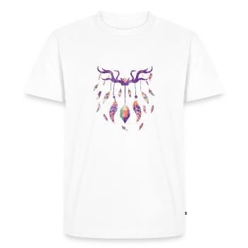 Antler Native American plumes diamant cadeau vintage - T-shirt Premium bio Homme - blanc - Devant - Nico (187cm)